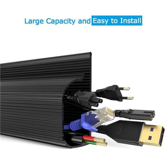 4 Pack Cable Raceway, 62.8'' Cord Cover Hider, 4X15.7'', Black - Picture 3 of 6